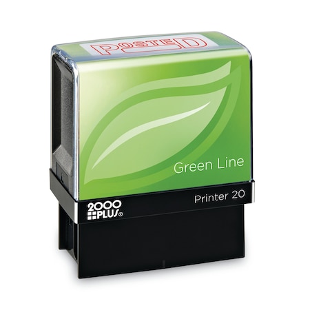 2000 Plus Green Line Message Stamp, Posted, 1 1/2 x 9/16, Red 035351